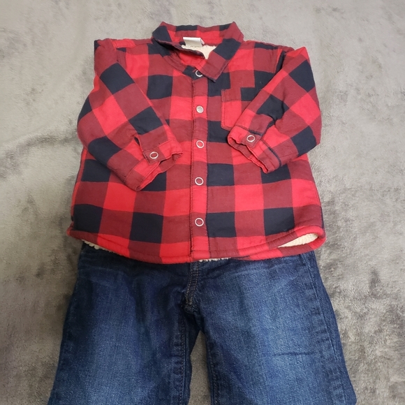 Petit Bateau Red/Black Long Sleeve Checkered Lined Shirt - Picture 11 of 11